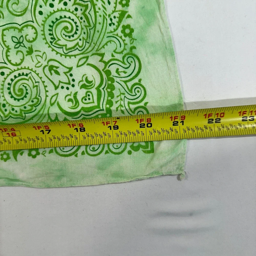 Vintage Fast Color RN 13962 Green Tie Dye Paisley Cotton Bandana Scarf 21x21